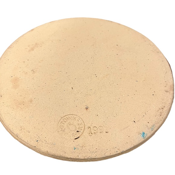 Jugtown Stoneware Pottery, Organic Two Tone Dark Browns, Leaf Print, 10 1/2” - Picture 3 of 6